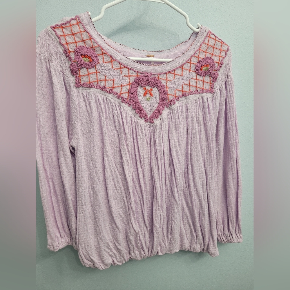 Free People lilac smocked top size small